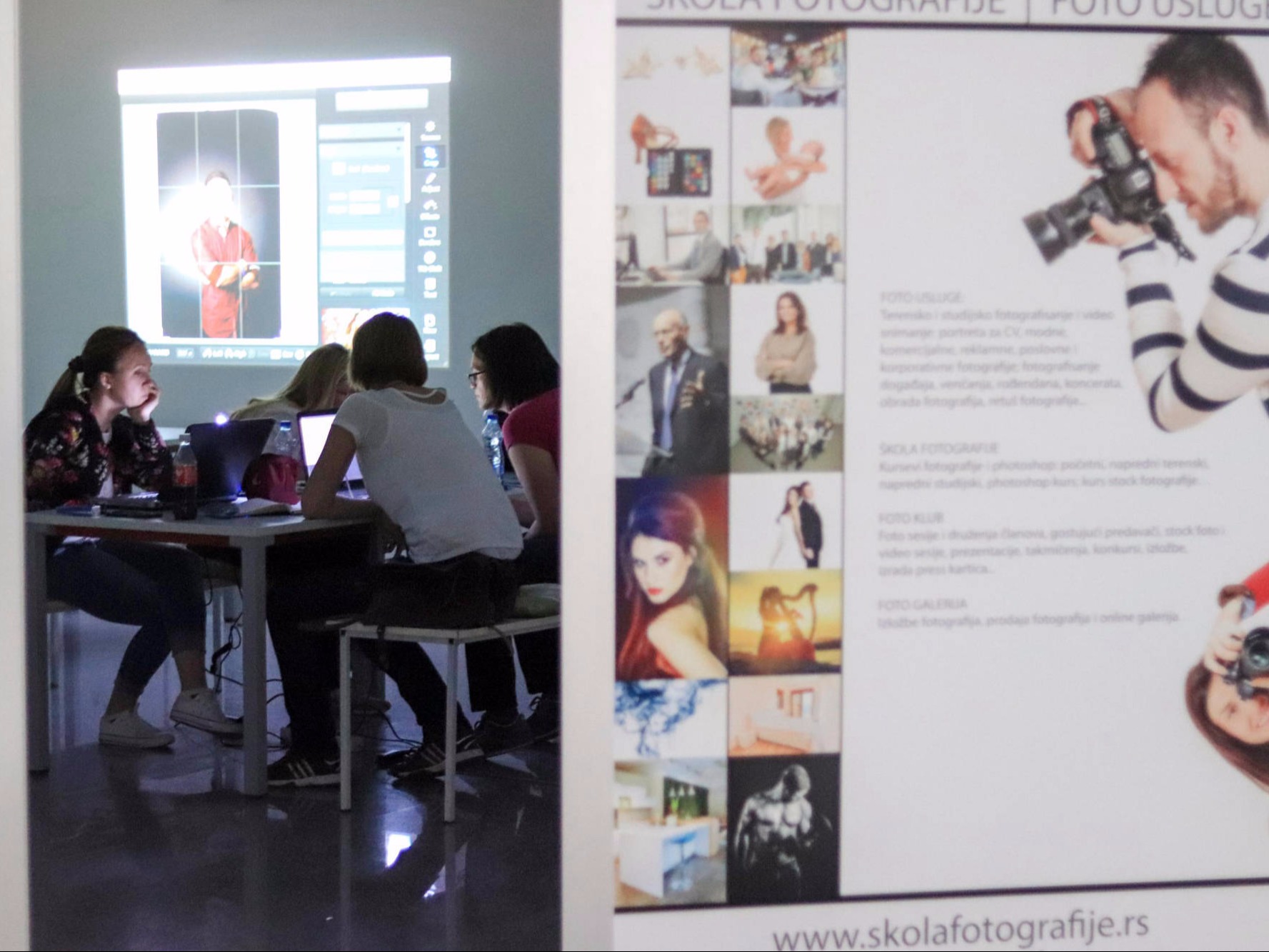 Praktičan rad postprodukcije u programu fotor, u učionici, Škola fotografije Fokus